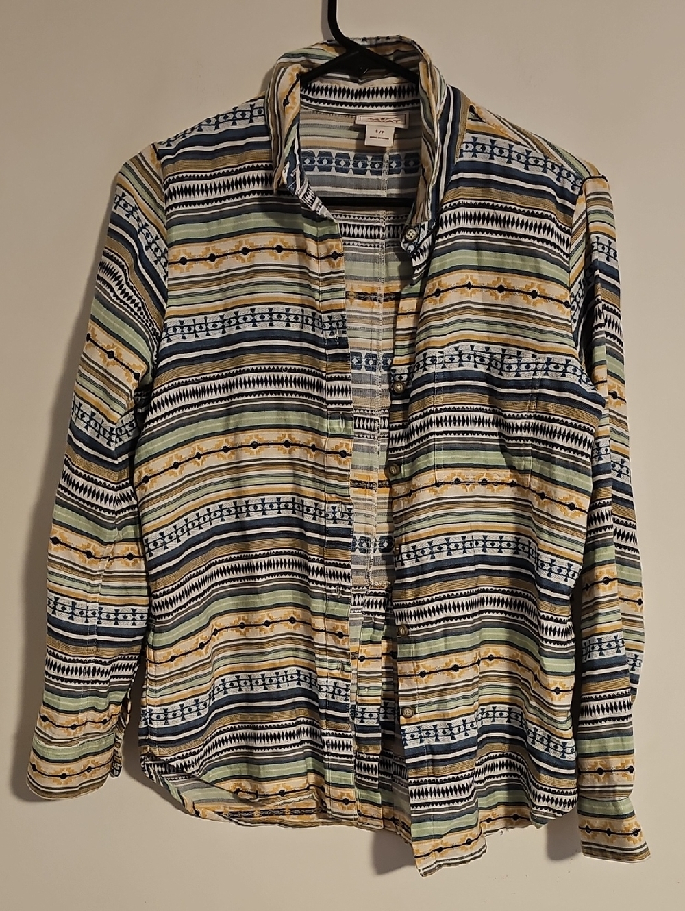 Ariat Striped Button-Down Shirt Jacket in Navy, Green & Yellow